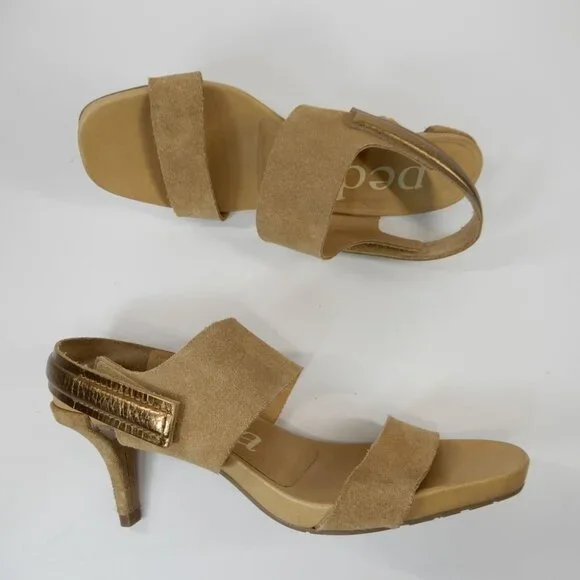 PEDRO GARCIA Celena Suede Slingback Sandals Size 37 7 Beige Heels NEW - Picture 8 of 12